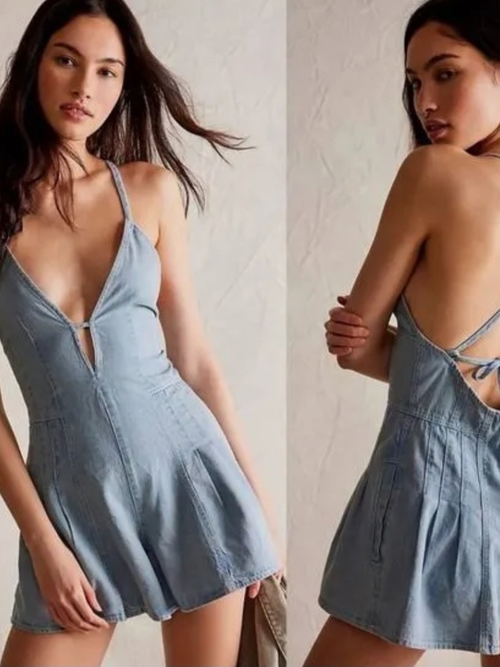 We The Free Light Blue Nostalgia Shortalls- Small